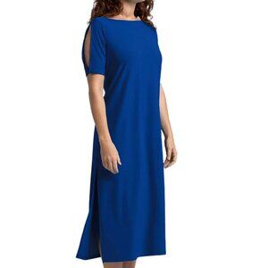Sympli-Boat Neck T-Shirt Dress - Twilight Blue - Women's Size 4